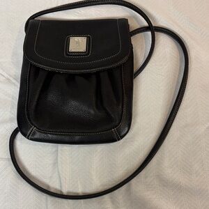 Tignanello Brown Leather Crossbody Bag with Silver Accents, magnetic clasp